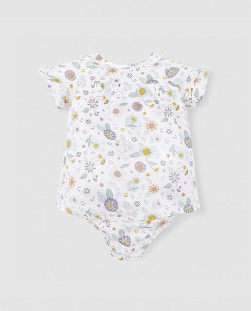 Vestido de bebé niña Brotes slub de flores