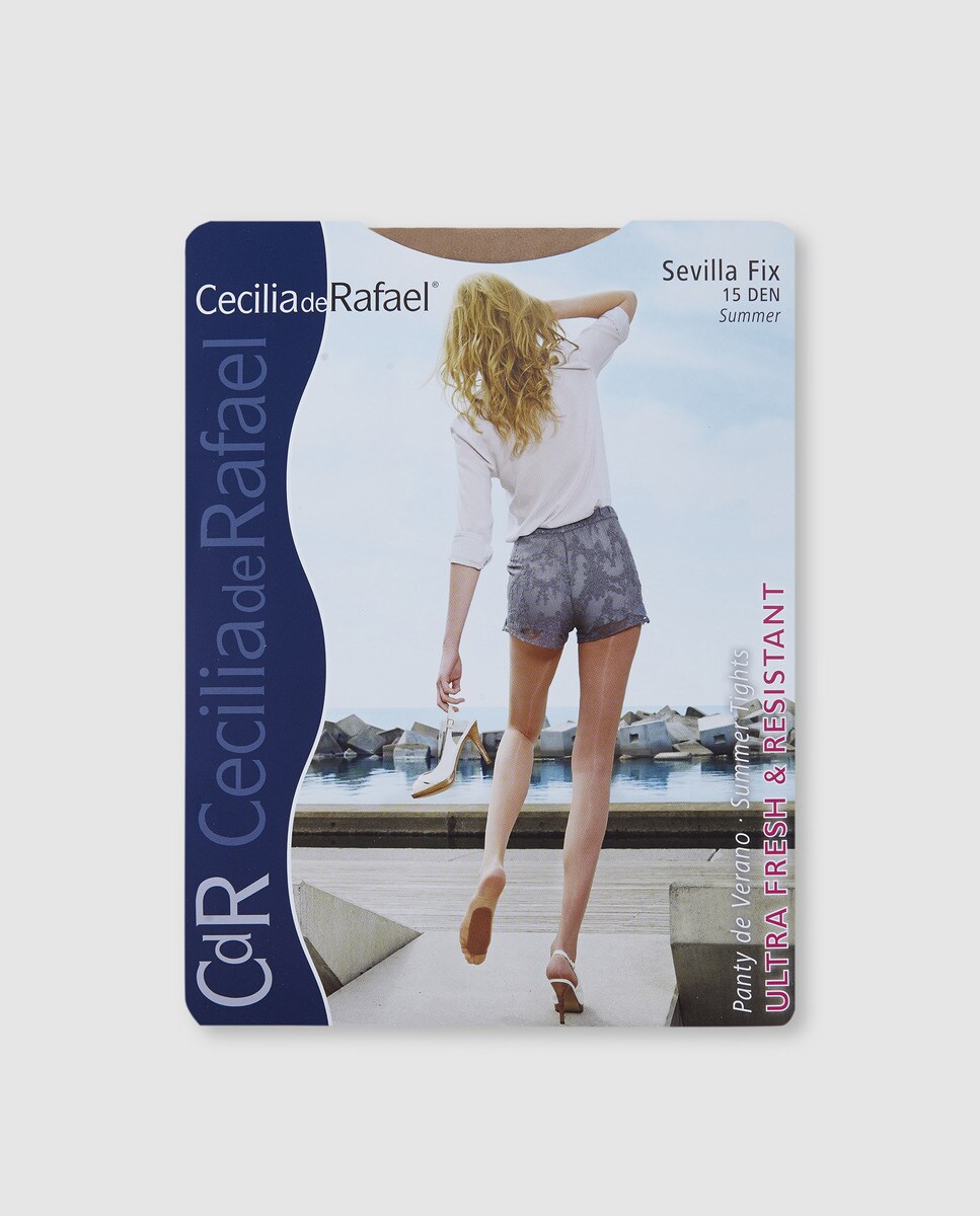 Image of 15D plain-coloured tights with non-slip soles, Beige.
