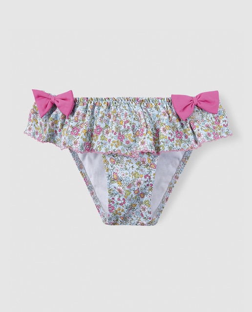 Culetín de niña B con B de flores con lazos con SPF 40+