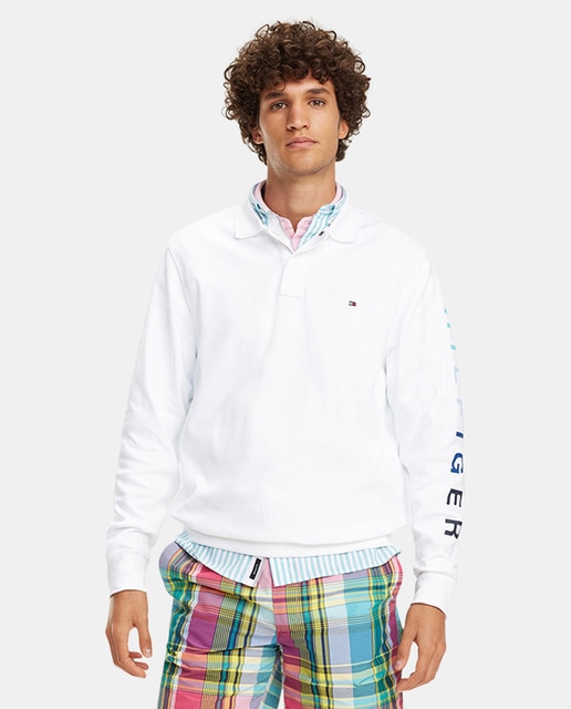 tommy hilfiger white long sleeve polo