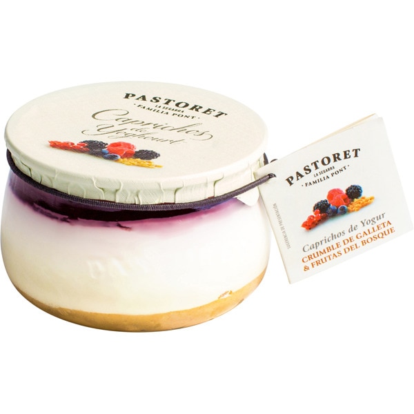 PASTORET Caprichos de yogur crumble de galletas y frutas del bosque sin gluten envase 150 g