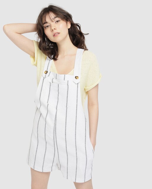 womens striped dungarees