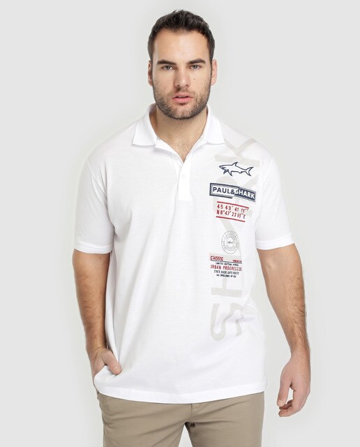 Piqué Shark Hombre Paulamp; Blanco Corta Grandes Classic Polo De Manga Tallas m80nywOvNP