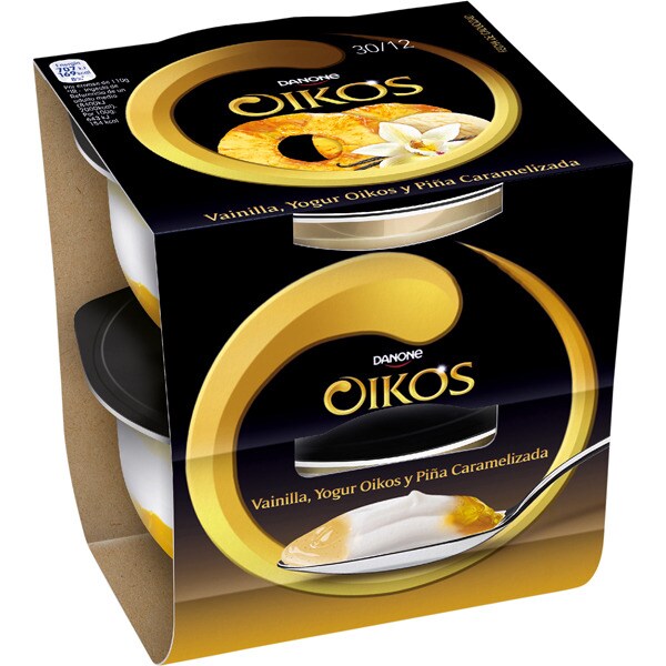 yogur griego de vainilla y piña caramelizada sin gluten pack 2 unidades