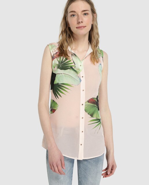 camisa tropical mujer