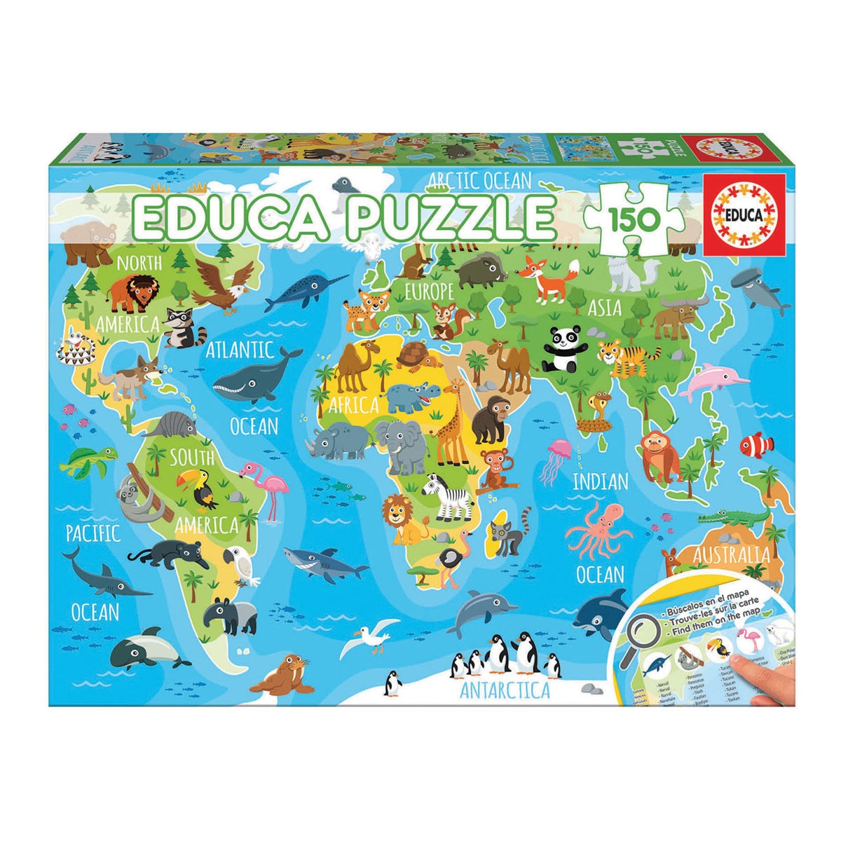 Puzzle 150 piezas Mapamundi Animales