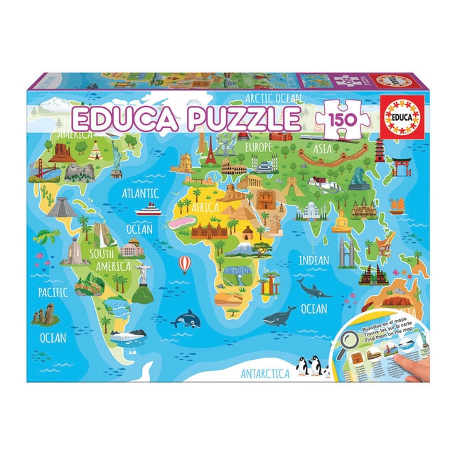 Puzzle 150 piezas Mapamundi Monumentos