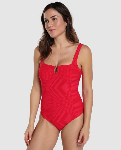 red shapewear swimsuit