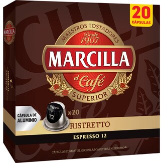 Descafeinado Marcilla, 20 cápsulas compatibles con Nespresso.