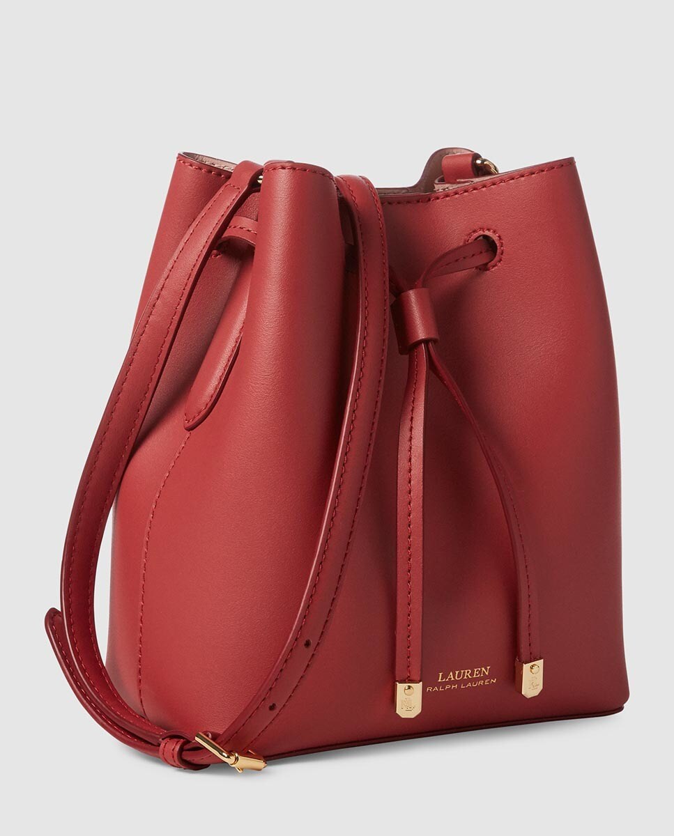Bolso saco mini Lauren Ralph Lauren de piel en frambuesa con el
