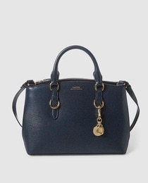 small navy leather handbag