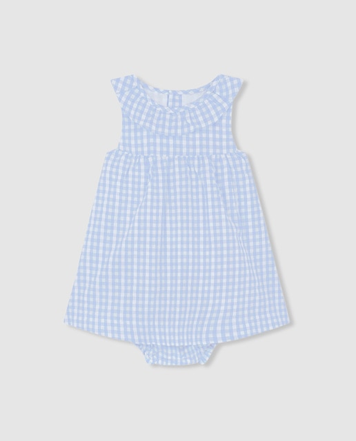 blue checked dress