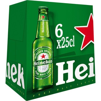 HEINEKEN cerveza rubia holandesa pack 6 botellas 25 cl - Hipercor