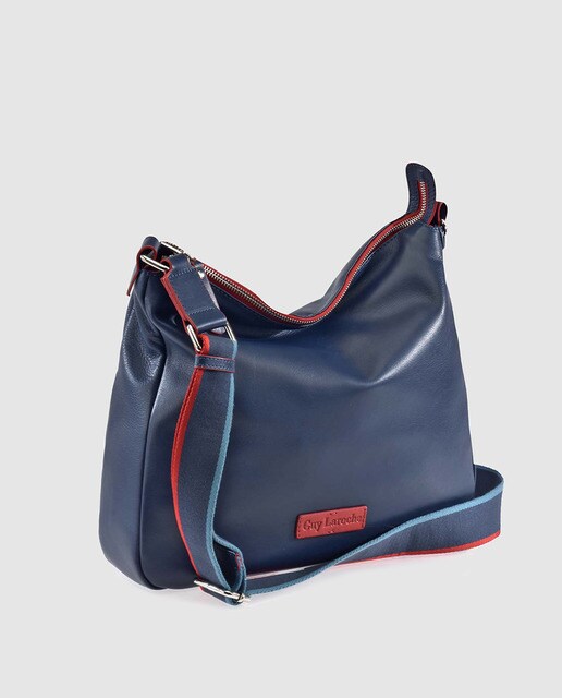 Guy Laroche women's royal blue leather crossbody bag with outer pocket