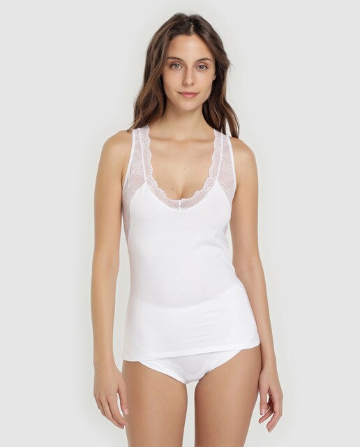 T-shirt de renda branca