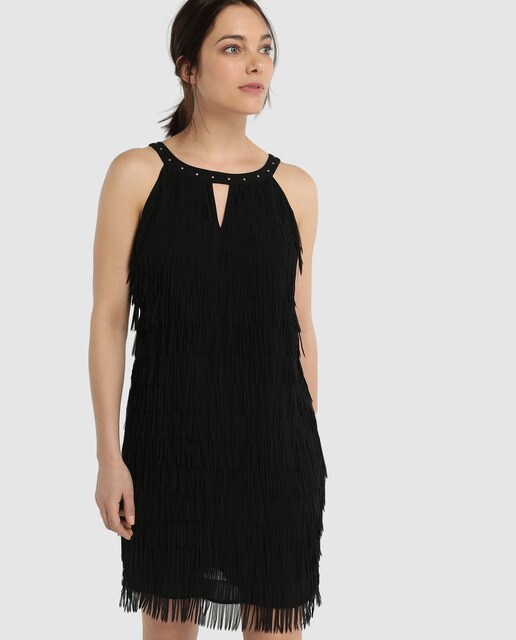 Vestido con flecos y escote halter · Elogy · Moda · El Corte Inglés