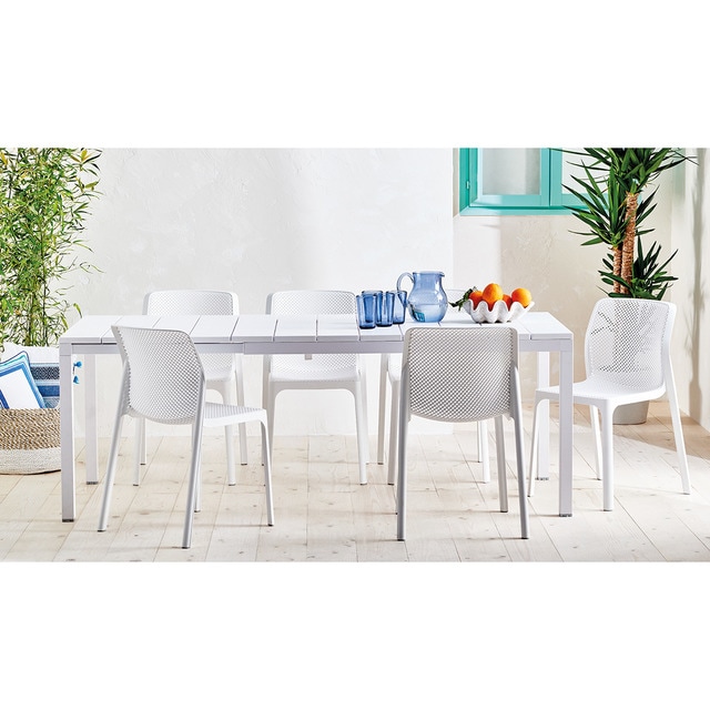 Colección de comedor de jardín con mesa Río y silla en blanco Bit El