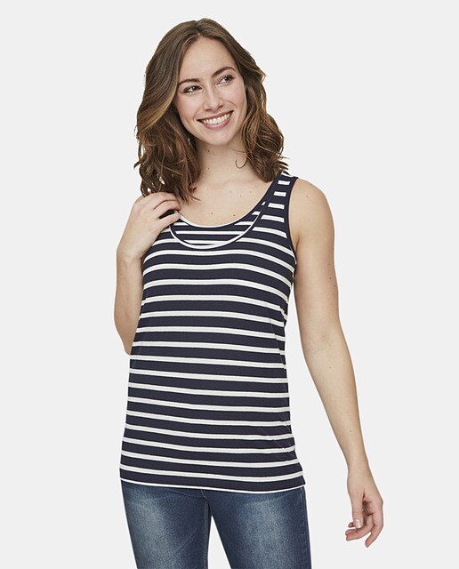 Camisola interior pós-parto com estampado às riscas e alças