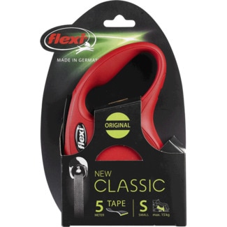 Flexi Trela para Cão New Classic com Fita 5 Metros Tamanho S Vermelha embalagem 1 unidade