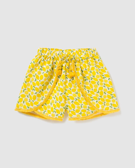 Short de niña B con B en amarillo con limones