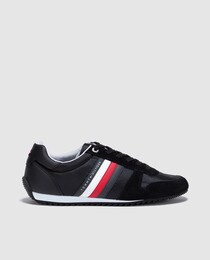 tommy hilfiger black leather trainers