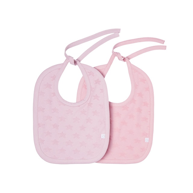 Lot de 2 bavoirs Cotton Juice Baby Home Étoiles tissu-éponge jacquard rose