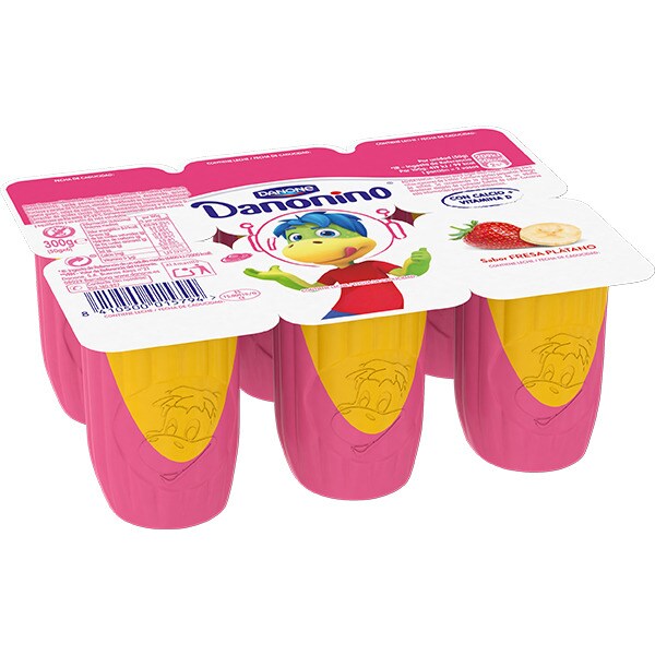 yogur petit dúo sabor plátano y fresa sin gluten pack 6 unidades 50 g