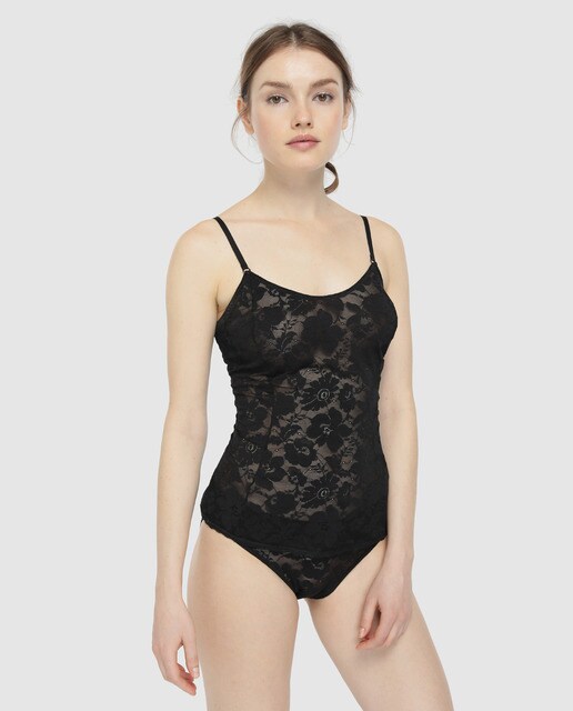 Camisola interior de renda preta