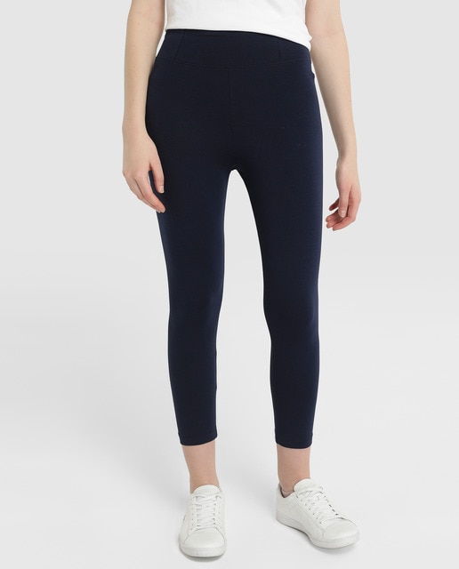 women's navy blue capri pants