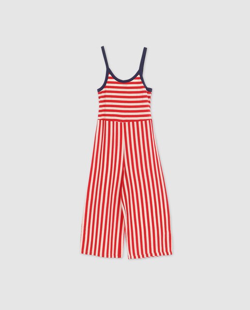 red and white striped jumpsuit