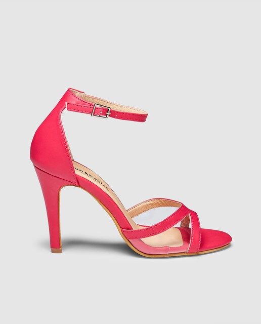 Con Detalle Color Tacón Basic Funamp; Sandalias Rojo Mujer De 9DIWE2H