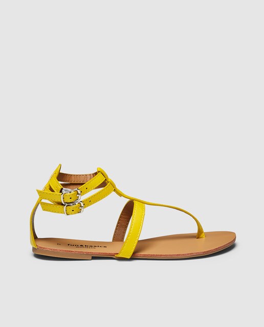 womens yellow flat sandals