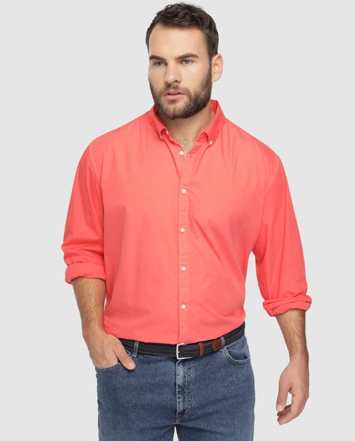 camisa coral hombre