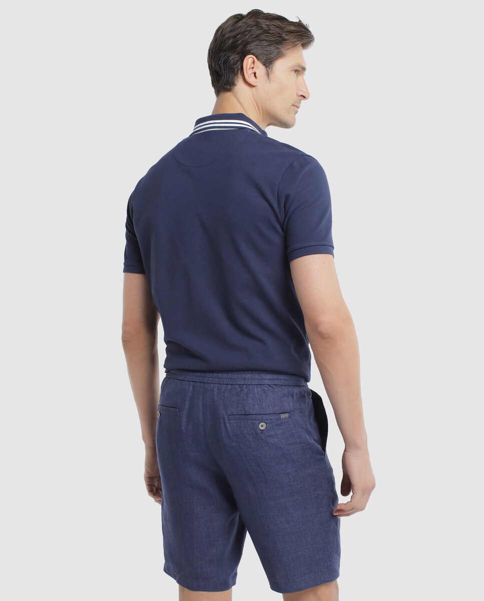 Pantalón corto de lino de hombre Emidio Tucci liso azul · Emidio Tucci