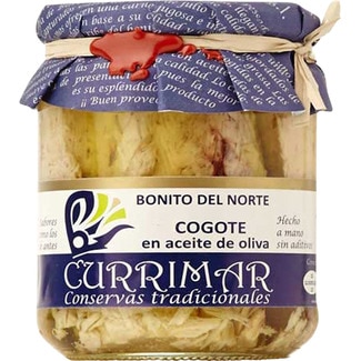 CURRIMAR cogote de bonito del norte en aceite de oliva frasco 220 g neto escurrido