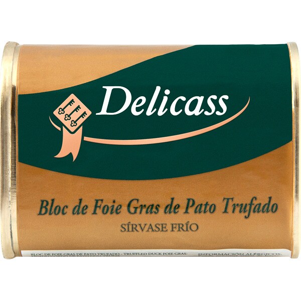 DELICASS bloc de foie gras de pato trufado sin gluten lata 145 g