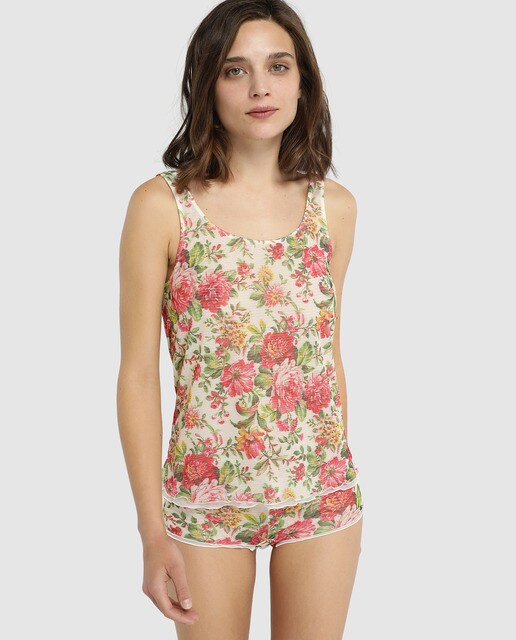 Camisola interior com estampado floral