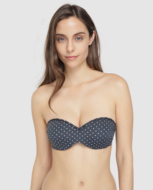 black polka dot bikini top