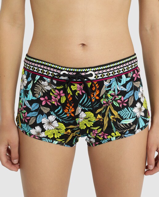 Multicolor Edén Con Flores En Short Negro nXwO0kN8PZ