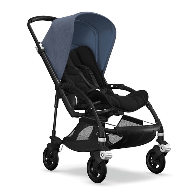 Coche de paseo Bugaboo Bee 5 negro con Capota azul melange