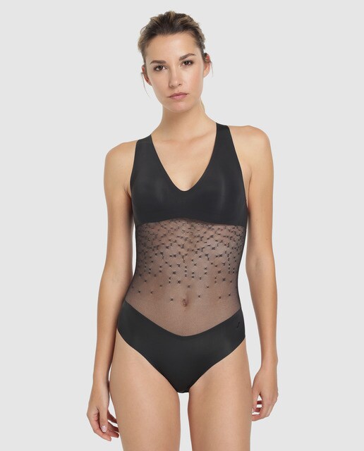 Body Zero Feel preto com renda