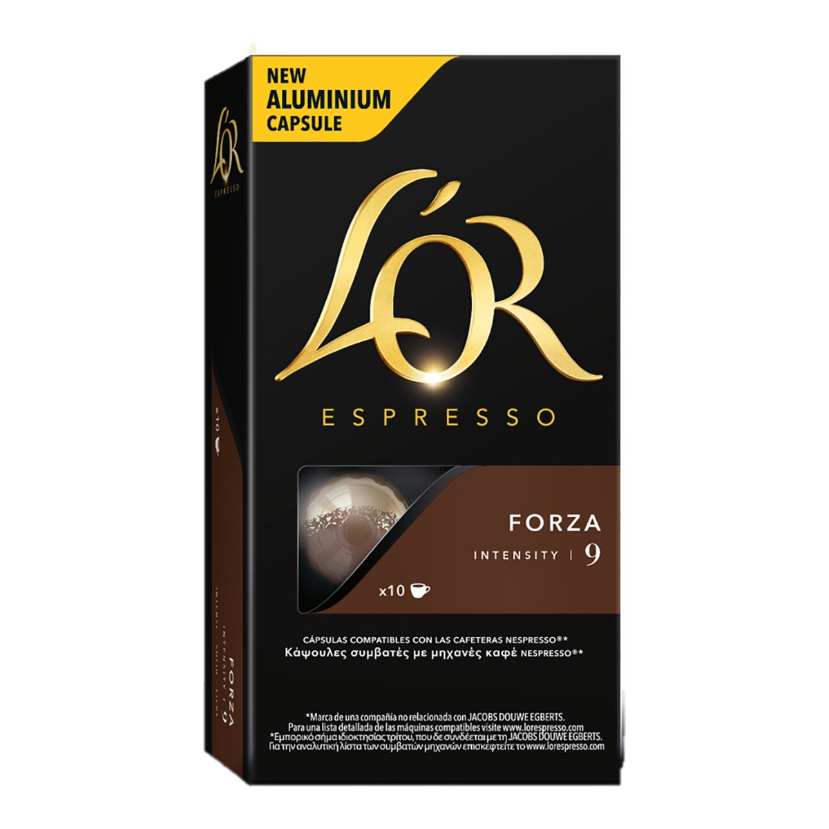 L'Or Espresso - Estuche 10 Cápsulas L'Or Espresso Café Forza Intensidad 9 Compatibles Con Máquinas Nespresso Original.
