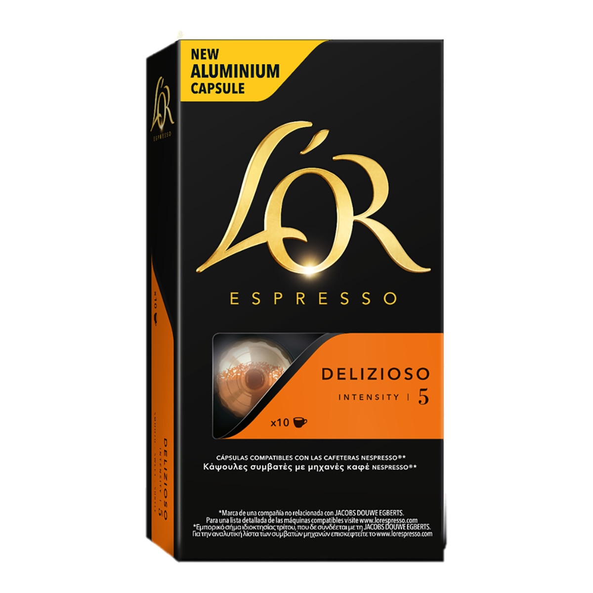 L'Or Espresso - Estuche 10 Cápsulas L'Or Espresso Café Delizioso Intensidad 5 Compatibles Con Máquinas Nespresso Original.