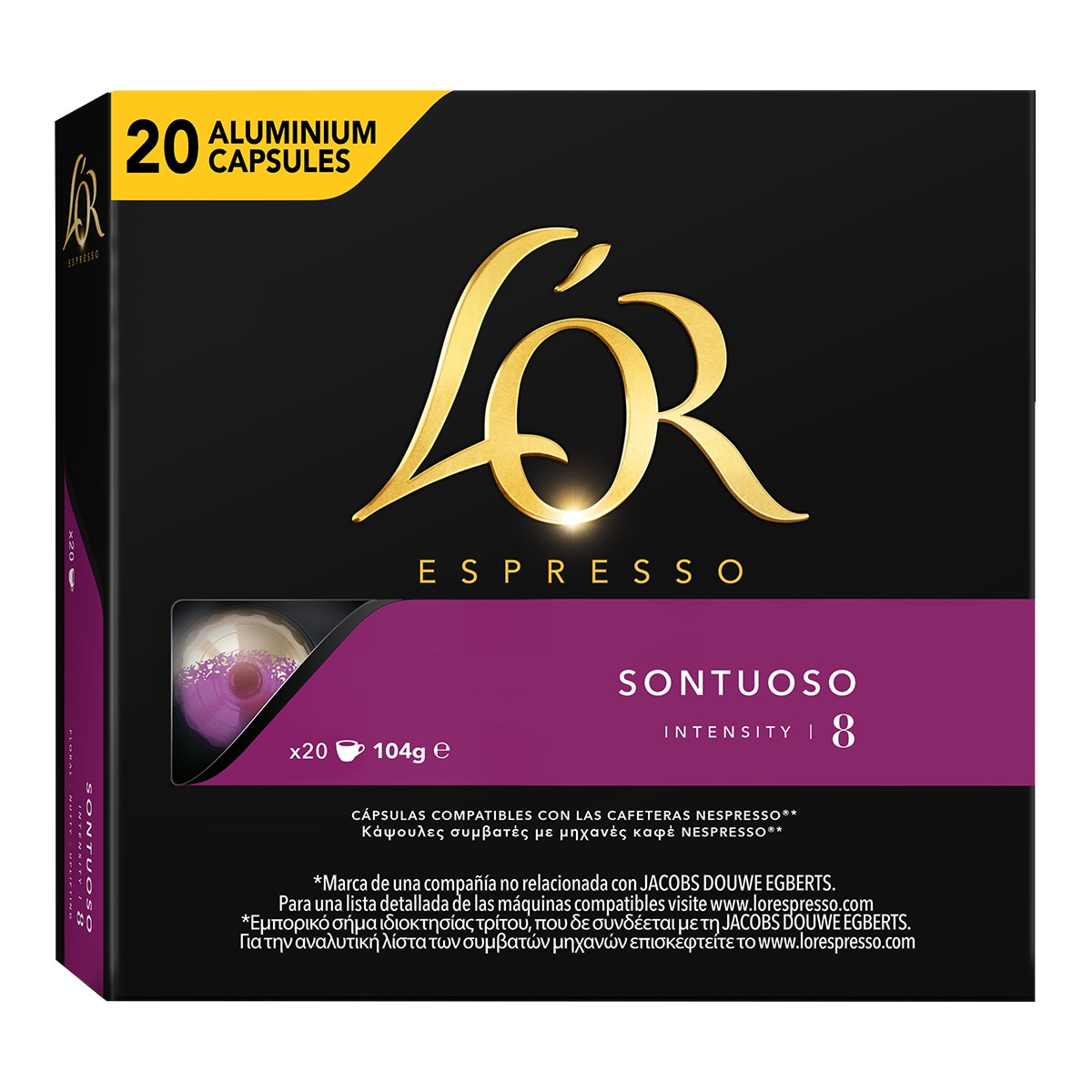 L'Or Espresso - Estuche 20 Cápsulas Café Sontuoso Intensidad 8 Compatibles Con Máquinas Nespresso En Oferta L'Or Espresso - Estuche 20 Cápsulas L'Or Espresso Café Sontuoso Intensidad 8 Compatibles Con Máquinas Nespresso Original.