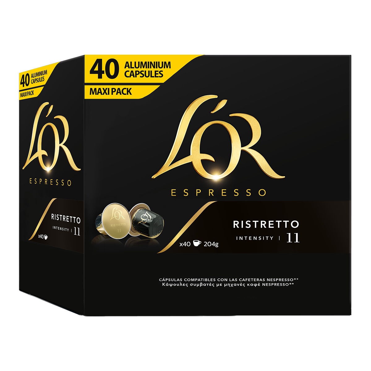 L'Or Espresso - Estuche 40 Cápsulas L'Or Espresso Café Ristretto Intensidad 11 Compatibles Con Máquinas Nespresso Original.