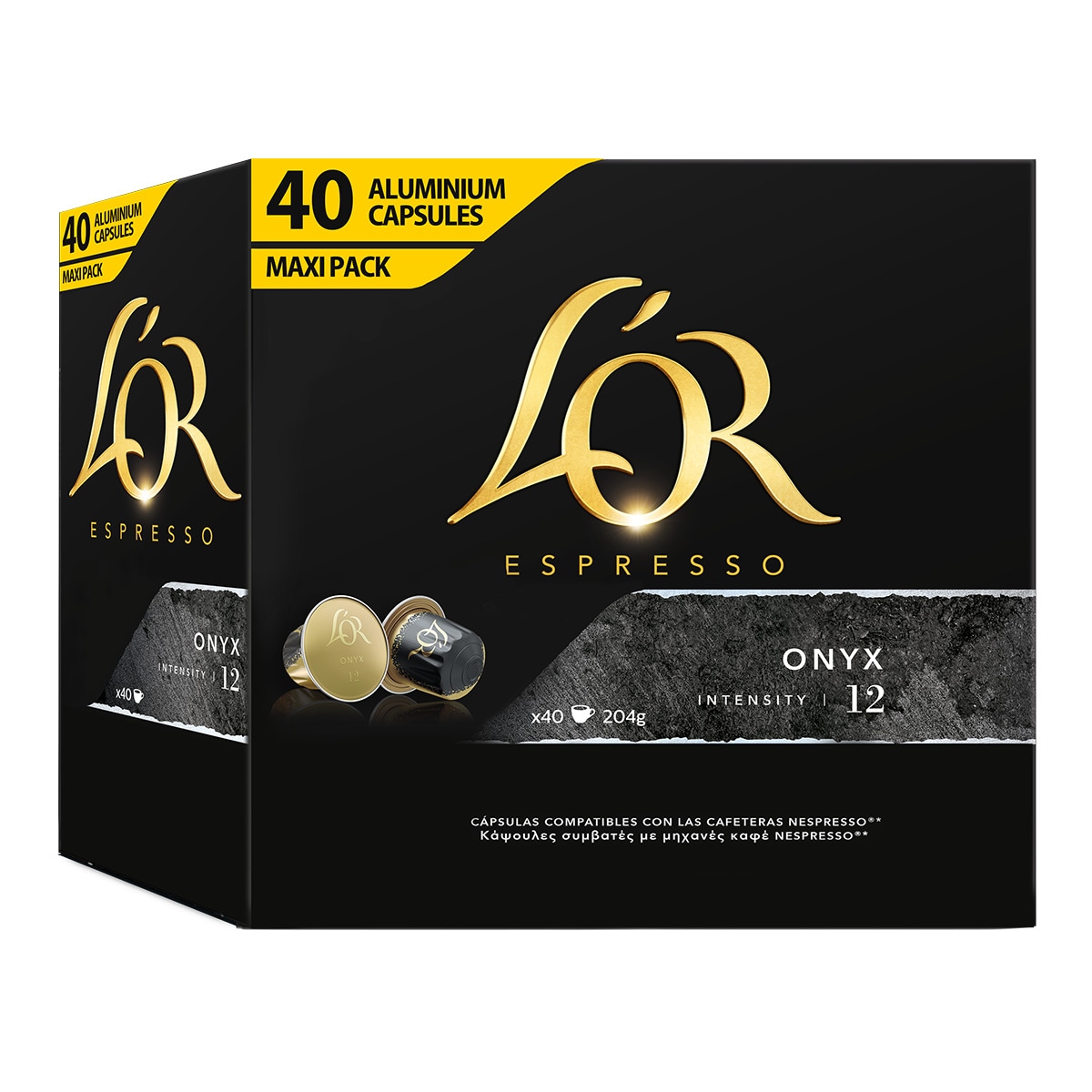 L'Or Espresso - Estuche 40 Cápsulas Café Onyx Intensidad 12 Compatibles Con Máquinas Nespresso En Oferta L'Or Espresso - Estuche 40 Cápsulas L'Or Espresso Café Onyx Intensidad 12 Compatibles Con Máquinas Nespresso Original.