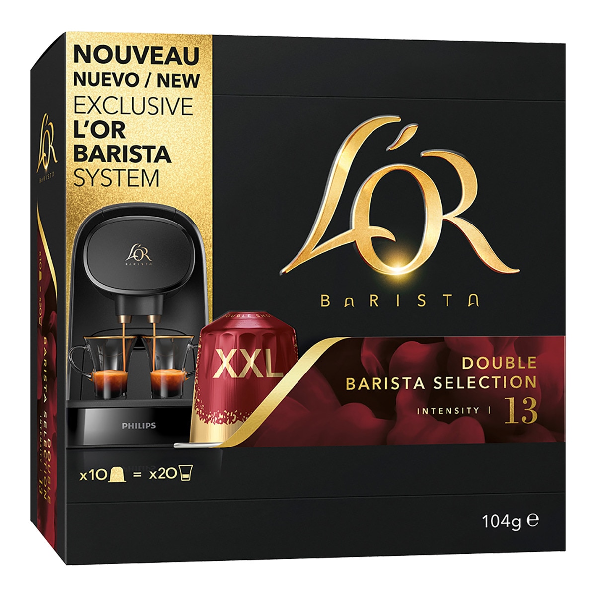 L'Or Barista - Estuche 10 Cápsulas Xxl L'Or Barista Café Double Barista Selection Intensidad 13 Compatibles Con L'Or Barista System.