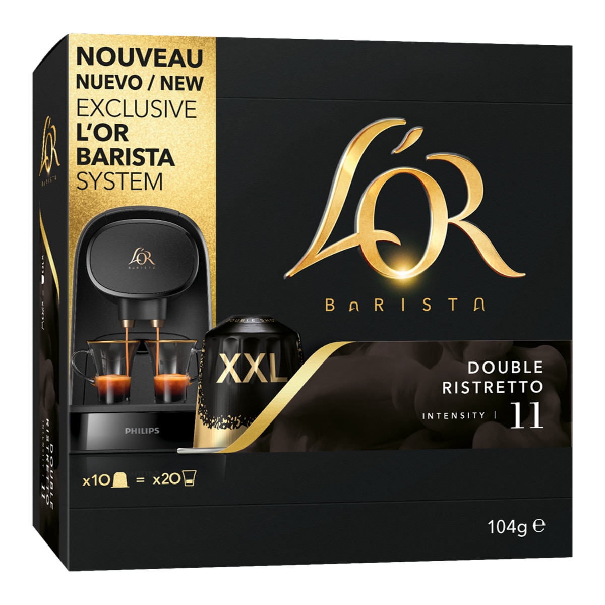 L'Or Barista - Estuche 10 Cápsulas Xxl L'Or Barista Café Double Ristretto Intensidad 11 Compatibles Para L'Or Barista System.