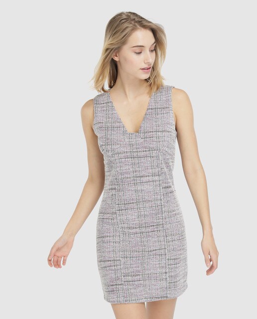 sleeveless tweed dress