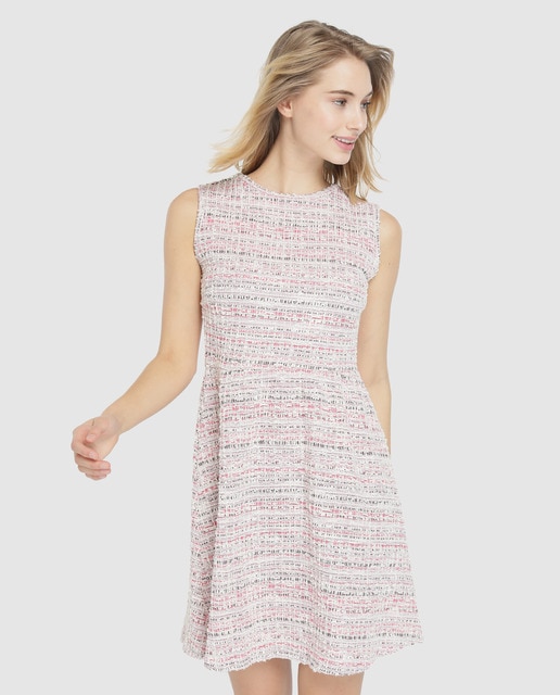 sleeveless tweed dress